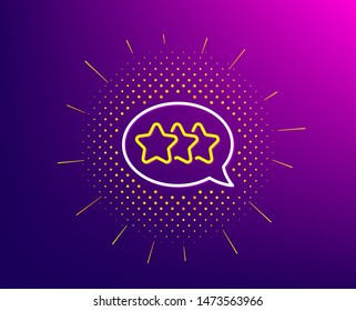 Stars line icon. Halftone pattern. Feedback rating sign. Customer satisfaction symbol. Gradient background. Stars line icon. Yellow halftone pattern. Vector