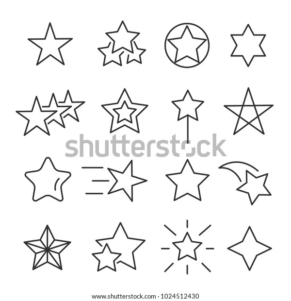 星の線のアイコンセット 星型の装飾品 ホリデーシーズンのシンボル