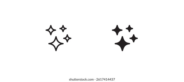 Stars line icons set. Starry night, falling star, firework, twinkle, glow, Clean shining.Sparkle line icons set, editable stroke isolated on white, linear vector outline illustration, symbol logo