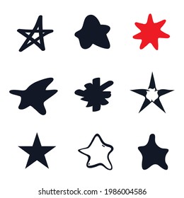 Stars logo icon sign Decorative artistic set Hand drawn ink sketch Doodle game design Cartoon abstract boho style Fashion print clothes apparel greeting invitation card cover flyer menu poster banner