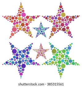Stars made of colored circles. Isolated