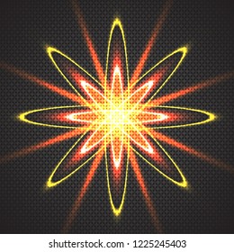 The stars are made of oval. Light effects glow. Star flashed sequins. Abstract space background. Flash Highlight beam. Fantastic design.