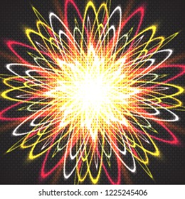 The stars are made of oval. Light effects glow. Star flashed sequins. Abstract space background. Flash Highlight beam. Fantastic design.