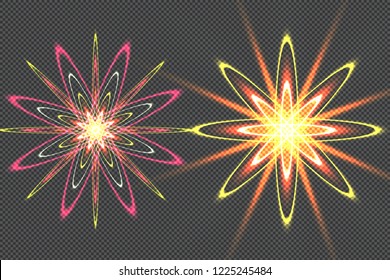 The stars are made of oval. Light effects glow. Star flashed sequins. Abstract space background. Flash Highlight beam. Fantastic design.