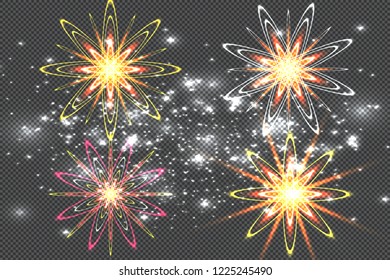 The stars are made of oval. Light effects glow. Star flashed sequins. Abstract space background. Flash Highlight beam. Fantastic design.