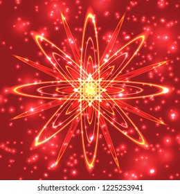The stars are made of oval. Light effects glow. Star flashed sequins. Abstract space background. Flash Highlight beam. Fantastic design.