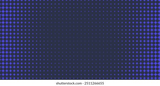 Stars Modern Halftone Geometry Pattern Vector Smooth Camber Border Blue Abstract Background. Checkered Faded Particles Curve Line Subtle Texture.