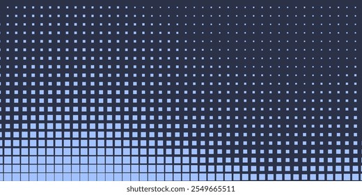 Estrellas Moderno Halftone Geometría Patrón Vector Suave Camber Borde Azul Fondo Abstractas. Textura sutil de línea de curva de partículas descoloridas a cuadros.