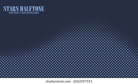Estrelas moderno meio-tom geometria padrão vetor suave cambarismo borda azul fundo abstrato. Textura Sutil Da Linha De Curva De Partículas Desbotadas Verificada. Papel de parede largo minimalista gráfico de contraste de meio tom
