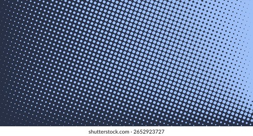 Estrelas moderno meio-tom geometria padrão vetor suave cambarismo borda azul fundo abstrato. Textura Sutil Da Linha De Curva De Partículas Desbotadas Verificada. Papel de parede largo minimalista gráfico de contraste de meio tom
