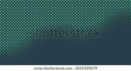 Stars Modern Halftone Geometry Pattern Vector Smooth Camber Border Green Abstract Background. Half Tone Contrast Graphic Minimalist Wide Wallpaper