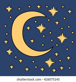 Stars and moon.