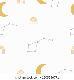 Stars moon stars constellation seamless pattern