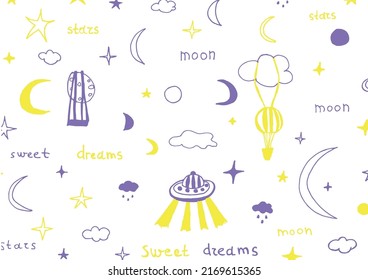 stars and moon cute pattern, vector illustration, wallpaper and background