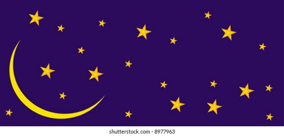 Stars and the moon in the night sky