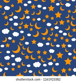 Stars Moon Night Sky Christmas Holidays Stock Vector (Royalty Free ...