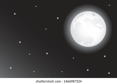Stars and moon in the night sky Vector Background 