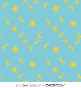 the stars and the moon on Holiday background. star and moon pattern. Vector illustration.