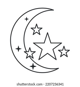 stars and moon on white background