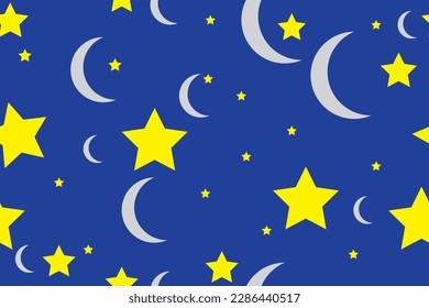 Stars and Moon Seamless Pattern 