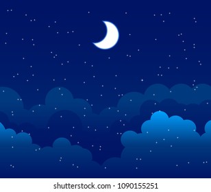 stars and moon in the sky