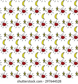 Stars moon  and sun