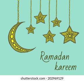 Stars and the moon. Vector illustration.