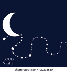Stars and moon.Conceptual idea.Good nights. Vector Illustration. ESP 8 