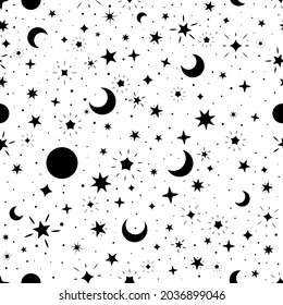 Stars and moons on a white background