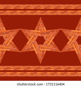 Sterne. Mosaik aus Ziegeln. Nahtloser Hintergrund. Mittel für die Einrichtung von Mauern und Böden aus Mauerwerk. Vector Illustration für Webdesign oder Print.
