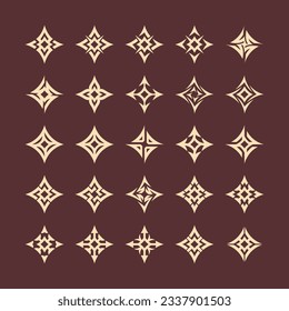 Stars Motif Ornament Bundle. Ornate element for design. Star stock