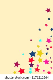 Stars multicolored on a pink background. Confetti.