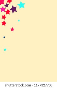 Stars multicolored on a pink background. Confetti.