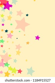 Stars multicolored on a pink background. Confetti.