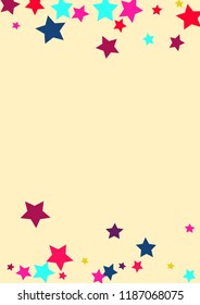 Stars multicolored on a pink background. Confetti.