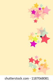 Stars multicolored on a pink background. Confetti.