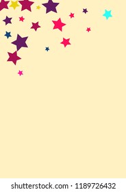 Stars multicolored on a pink background. Confetti.