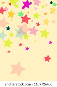 Stars multicolored on a pink background. Confetti.