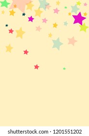Stars multicolored on a pink background. Confetti.