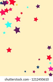 Stars multicolored on a pink background. Confetti.