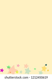 Stars multicolored on a pink background. Confetti.