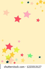Stars multicolored on a pink background. Confetti.