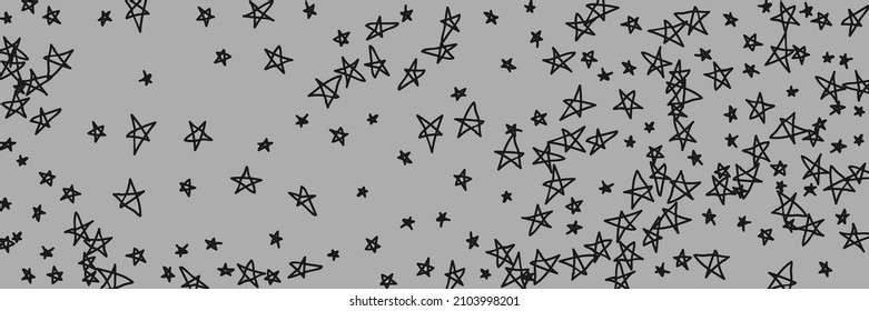 Stars Naive Retro Grey Chaotic Sky Monochrome Stars Background. Night Gray Black Childish Kids Dark Handdrawn Stars. Simple Art Graphic Bright Bright Retro Graphic Handdrawn Picture.