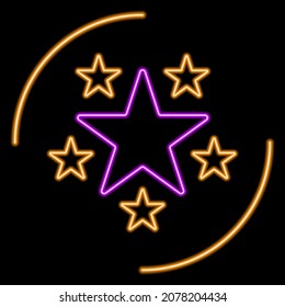 Stars neon sign, modern glowing banner design, colorful modern design trends. Vector illustration.