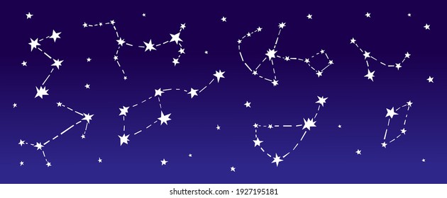 Stars. Night sky with constellations. Vector background.