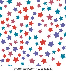 Stars and Night sky. Seamless vector EPS 10 Flat geometric pattern texture. Multicolor abstract background for print and textile
