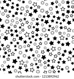 Stars and Night sky. Seamless vector EPS 10 Flat geometric pattern texture. Multicolor abstract background for print and textile