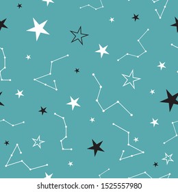 Stars in the night sky seamless vector pattern design
