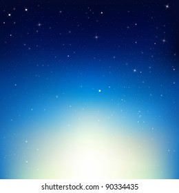 Stars In Night Sky, Vector Illustration