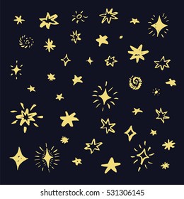 stars in night sky vector set